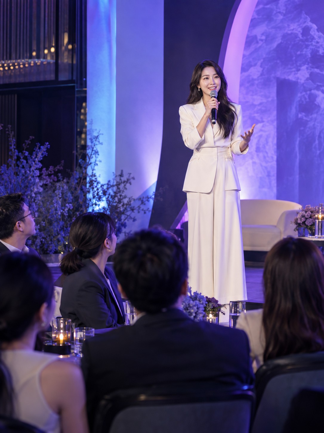 亚洲演讲者参与品牌活动的 AI 场景示意