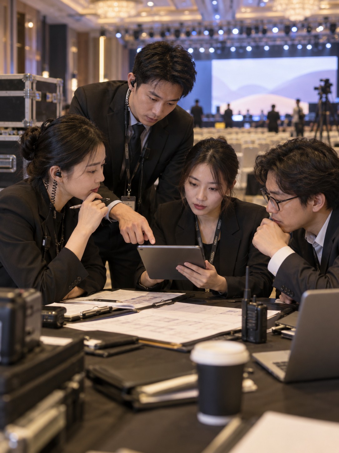 亚洲会务人员协同筹备项目的 AI 服务场景示意